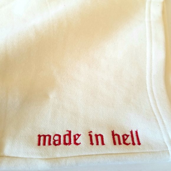 Voight by Valentina Made in Hell Creme Drawstring Cotton Sweat Shorts Medium - Picture 3 of 7